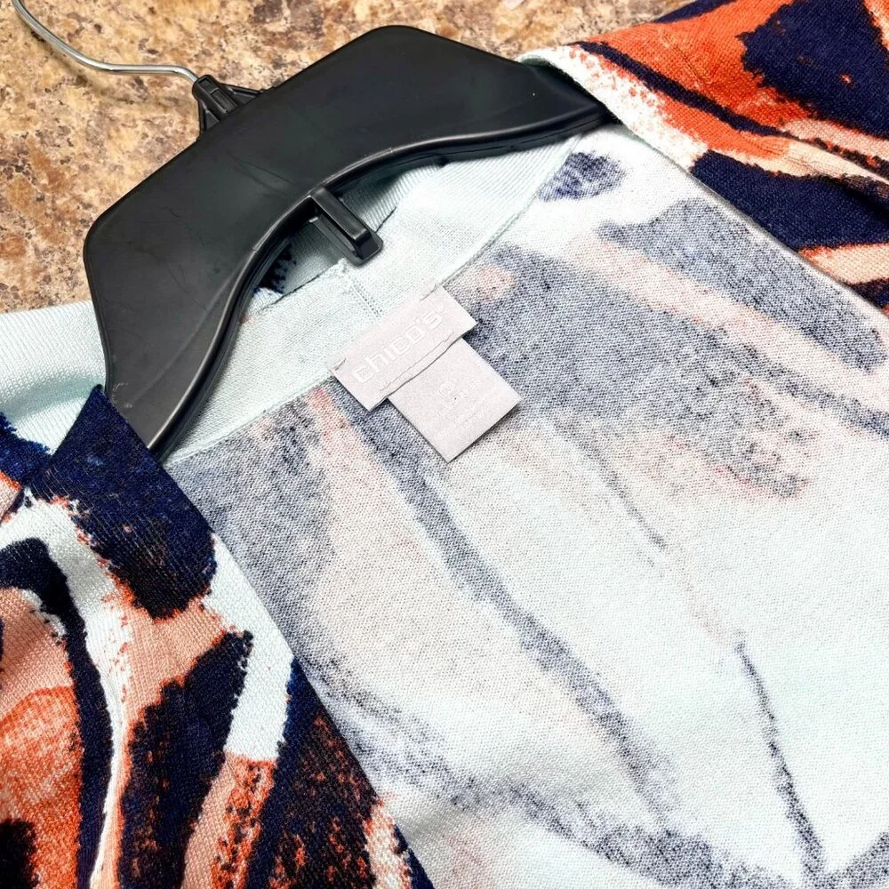 Chicos Open-Front Butterfly Print Long Cardigan Sweater S‎ - Picture 11 of 13